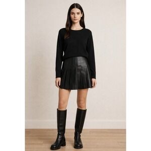 NWT's Promesa Vegan Leather Pleated Mini Skirt Sz S Black A-Line City Chic Edgy